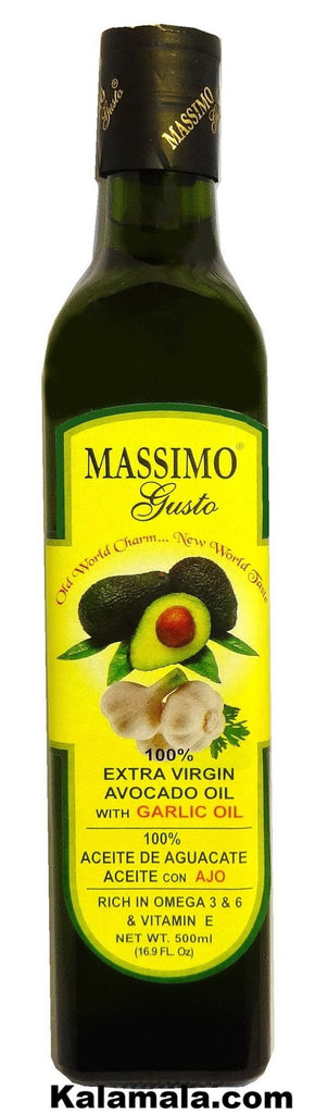 Extra Virgin Avocado Oil - Garlic - 2 Packs (0.5 Liter Each) - Oil - Kalamala - Massimo Gusto