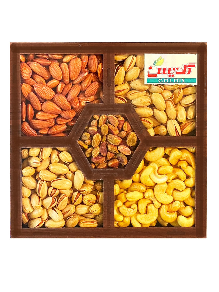 Mix Nuts Gift Pack - In Wooden Box ( Ajil Kadoee ) - Nuts - Kalamala - Goldis
