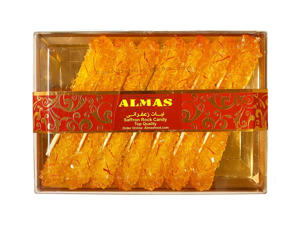 Saffron Rock Candy - Sticks - 14 Sticks ( Nabat-Nabaat ) - Rock Candy - Kalamala - Almas