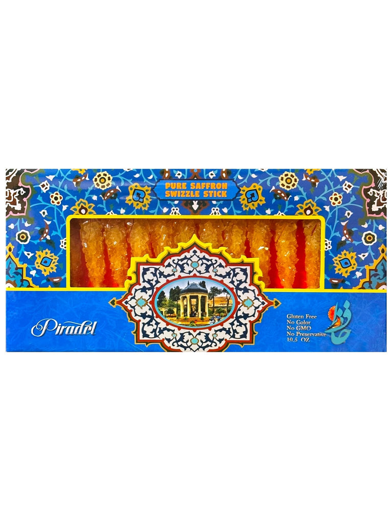 Saffron Rock Candy - Sticks - 14 Sticks ( Nabat-Nabaat ) - Rock Candy - Kalamala - Hafez